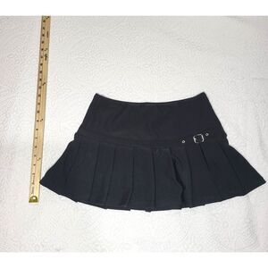 Free Haven Black Pleated Mini Skort Skirt Buckle Detail Women’s
